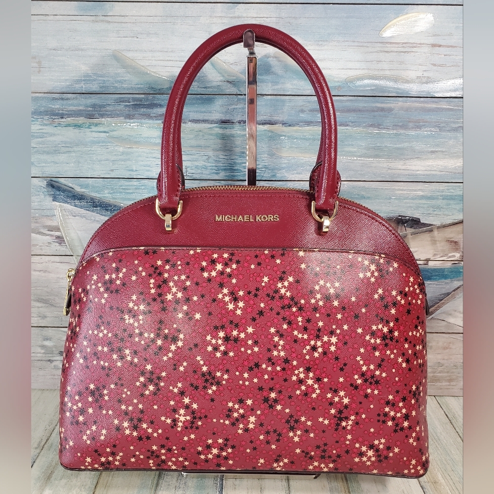 MICHAEL KORS LARGE EMMY DOME CROSSBODY SHOULDER BAG MULBERRY EUC